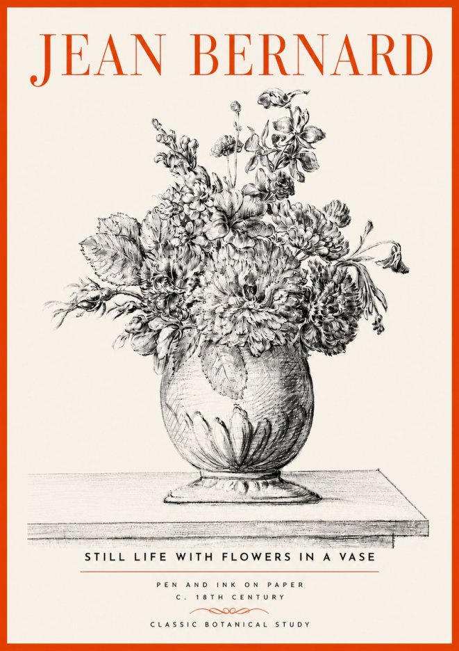 Jean Bernard Floral Composition in a Vase No5 - Poster