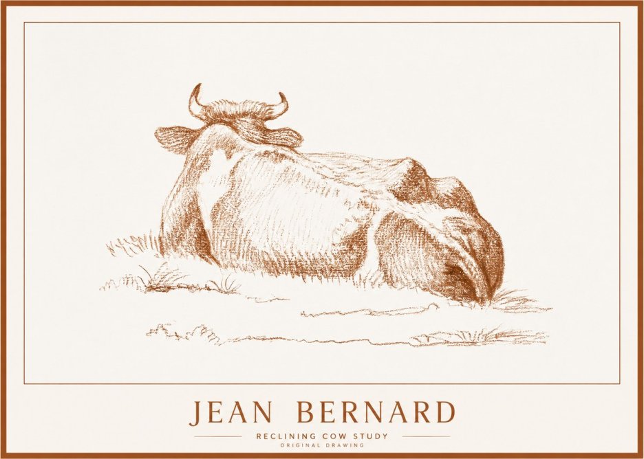 Jean Bernard Reclining Cow Study No1 - Poster