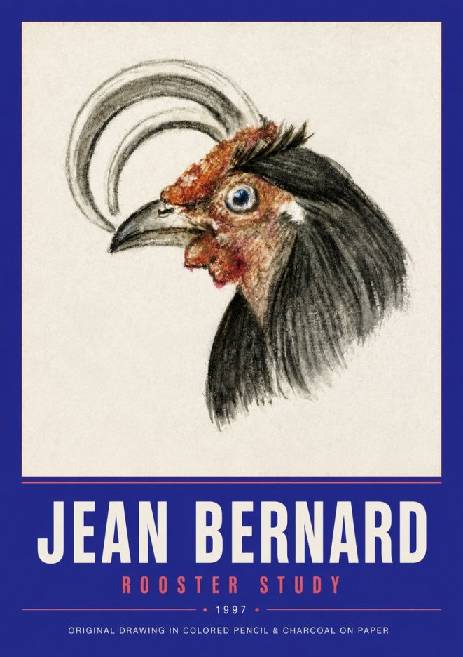 Jean Bernard Rooster Study No2 - Poster