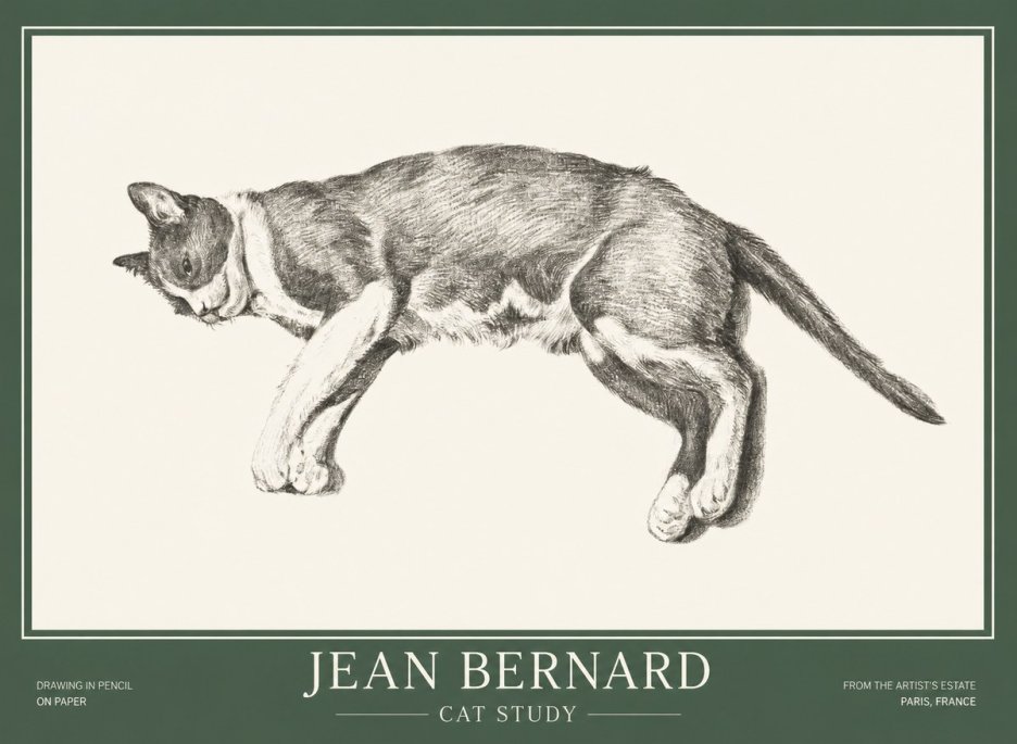 Jean Bernard Cat Study VII No1 - Poster