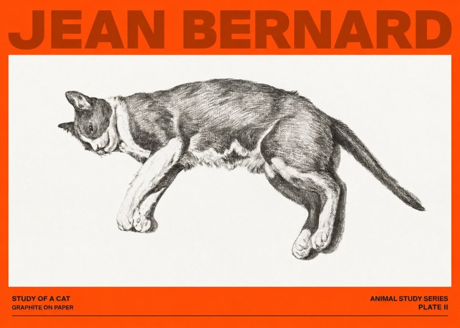 Jean Bernard Cat Study VII No4 - Poster