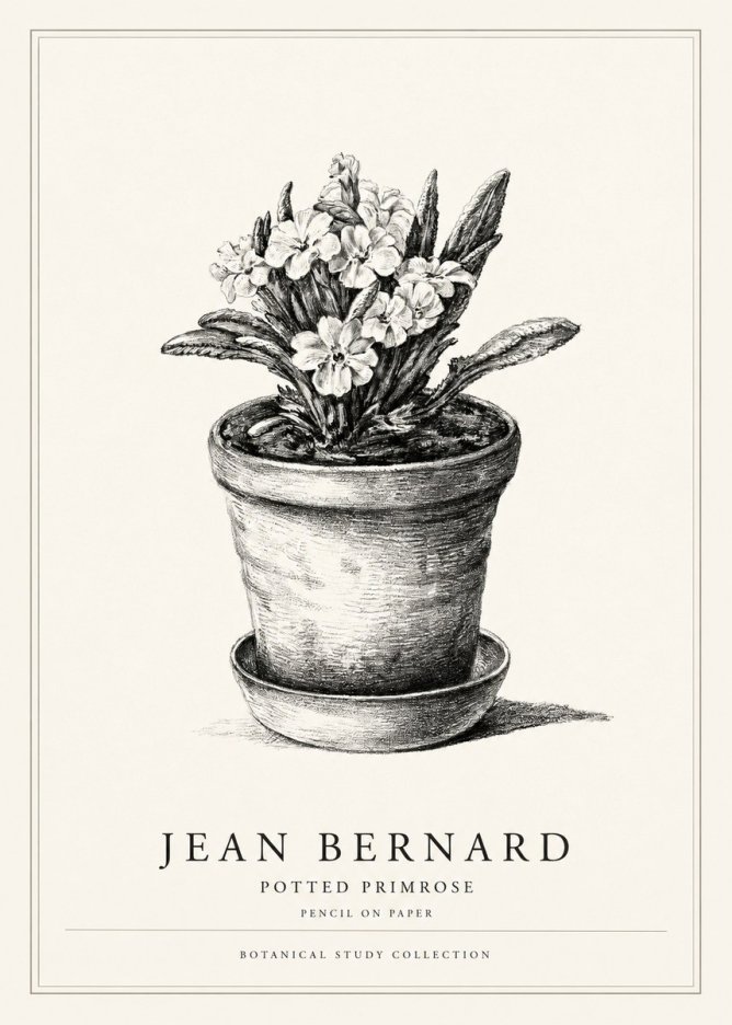 Jean Bernard Potted Primrose No1 - Poster