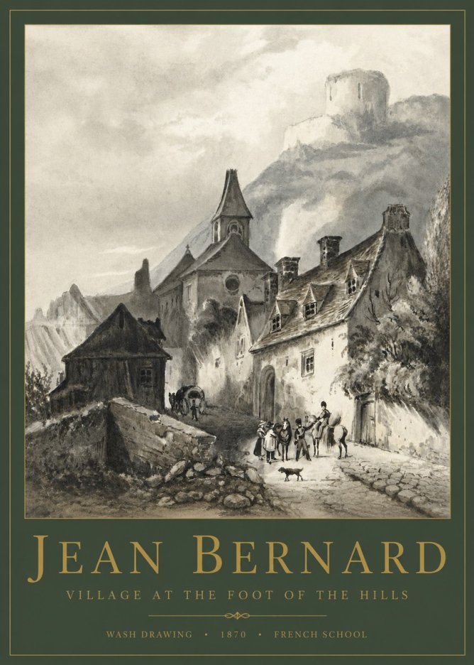 Jean Bernard Village at the Foot of the Hill No4 - Poster