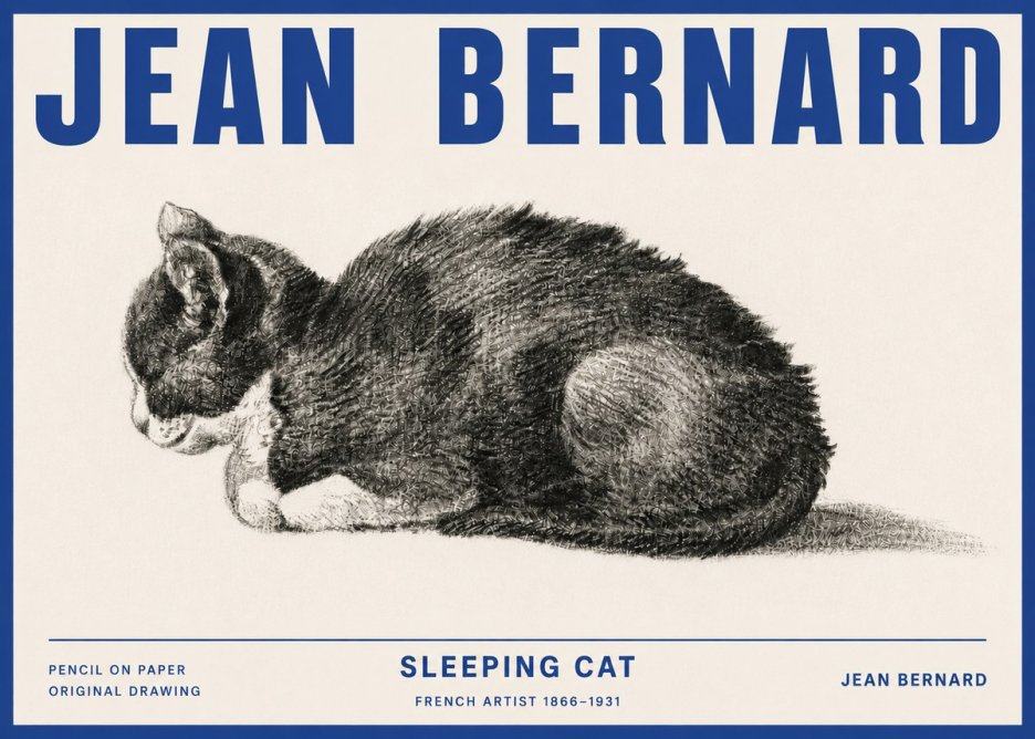 Jean Bernard Sleeping Cat VII No4 - Poster