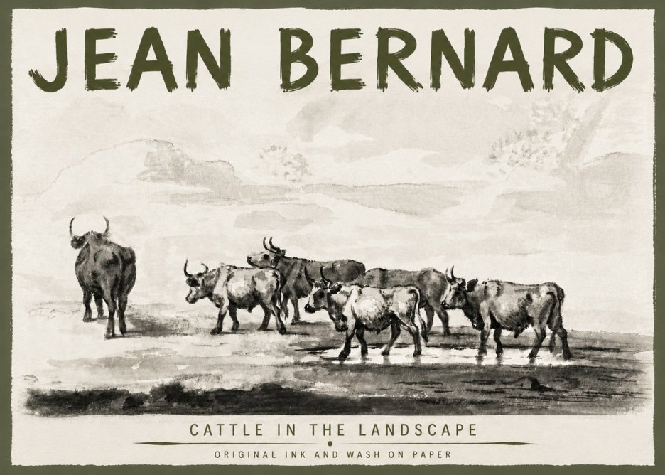 Jean Bernard Cattle in the Landscape No5 - Poster
