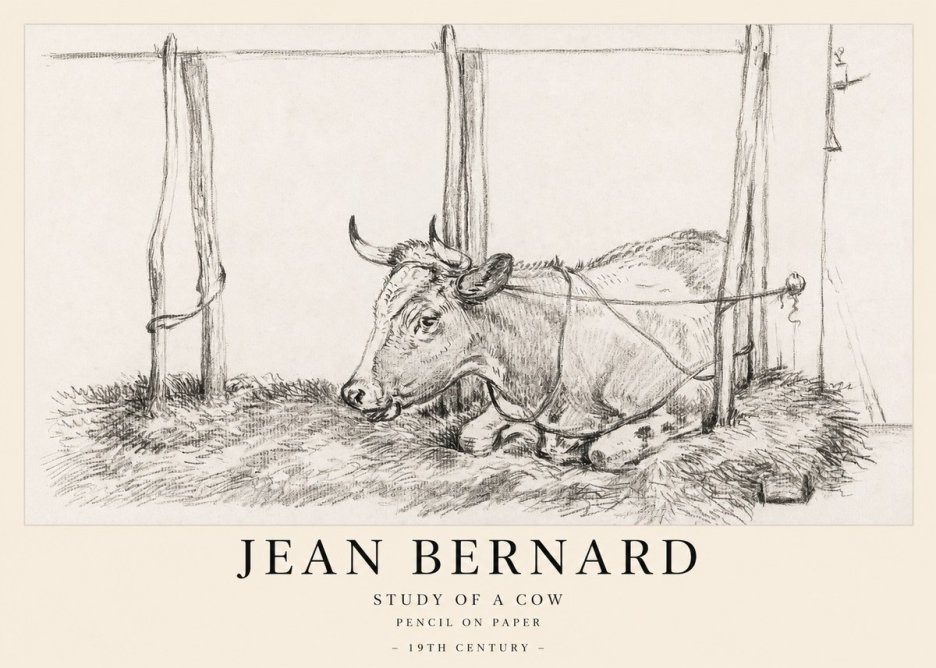Jean Bernard A Resting Cow No2 - Poster