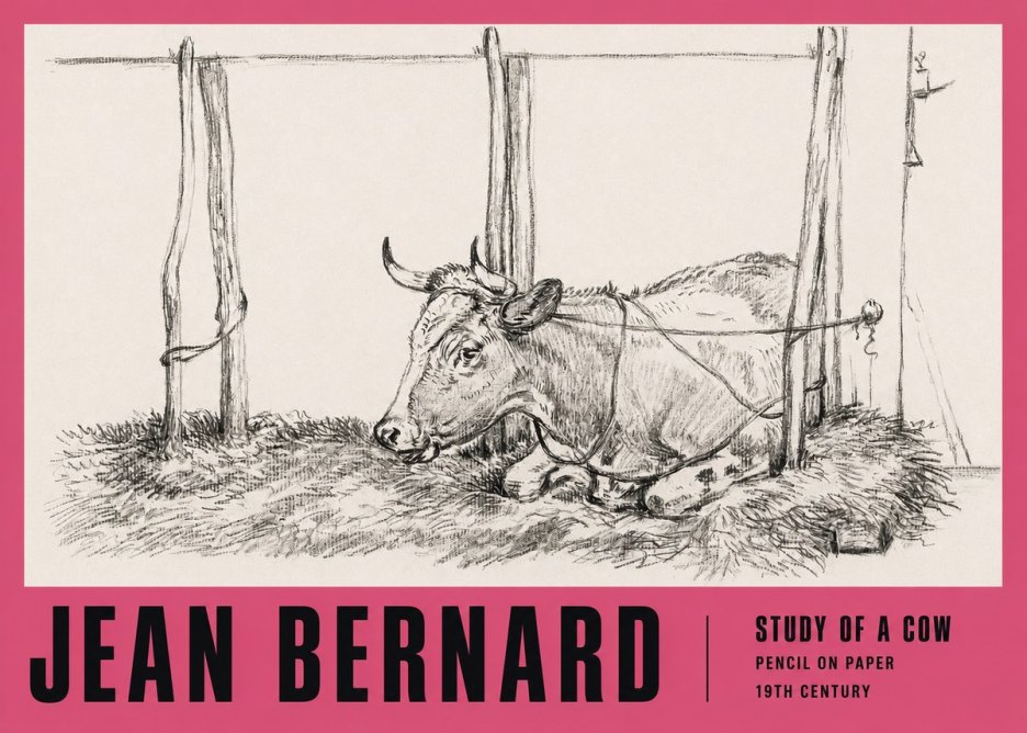 Jean Bernard A Resting Cow No3 - Poster