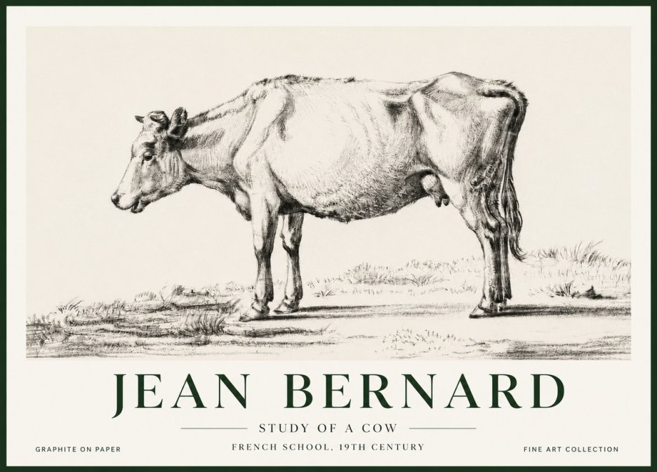 Jean Bernard Study of a Cow XI No5 - Poster