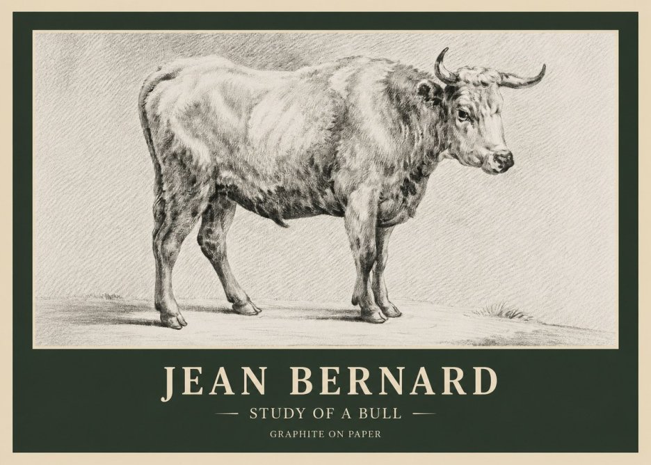 Jean Bernard Study of a Bull IV No6 - Poster