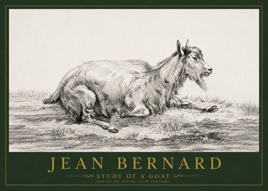 Jean Bernard Study of a Goat V No4 - Poster