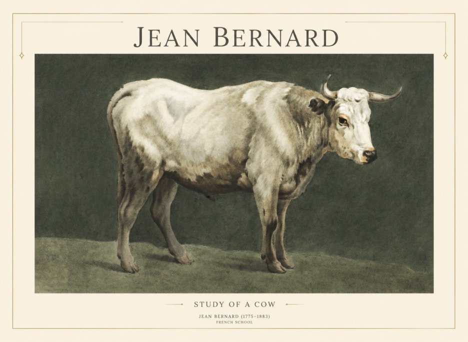 Jean Bernard Study of a Cow C. 1890 No5 - Poster