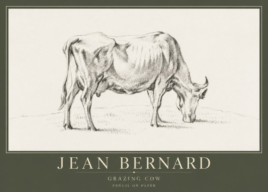 Jean Bernard Study of a Cow Grazing I No5 - Poster