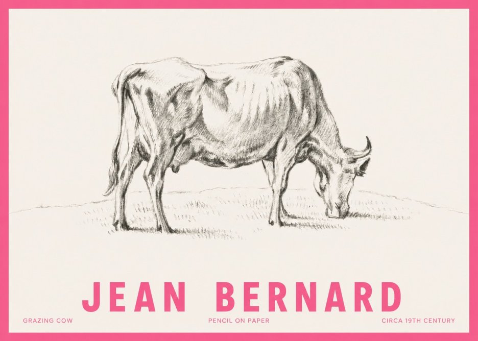 Jean Bernard Study of a Cow Grazing I No6 - Poster