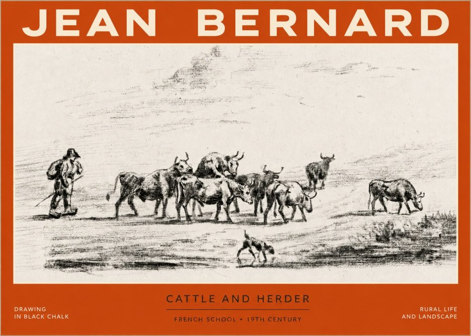 Jean Bernard Cattle and Herder No2 - Poster