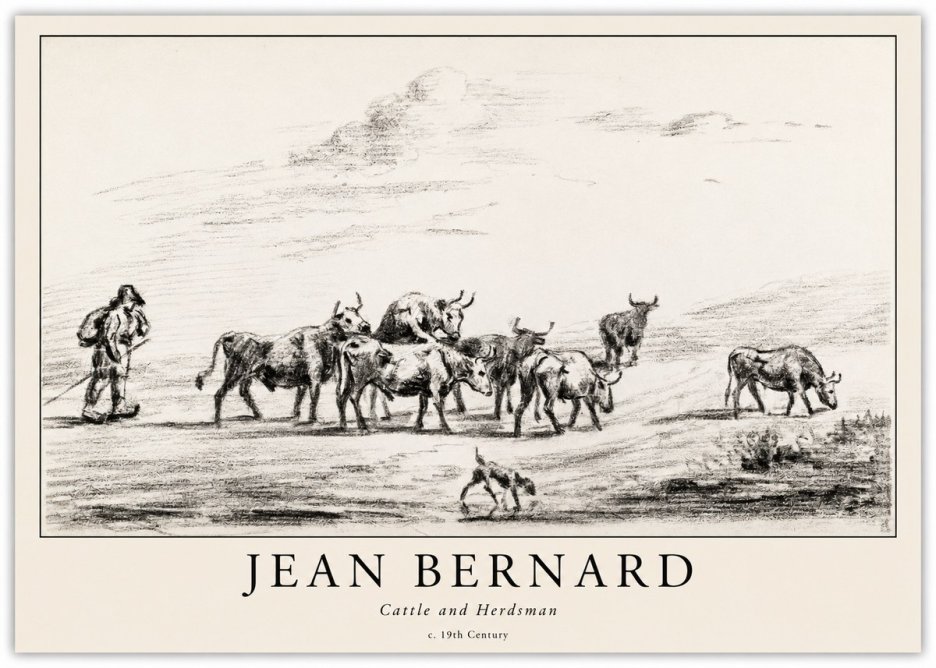 Jean Bernard Cattle and Herder No6 - Poster