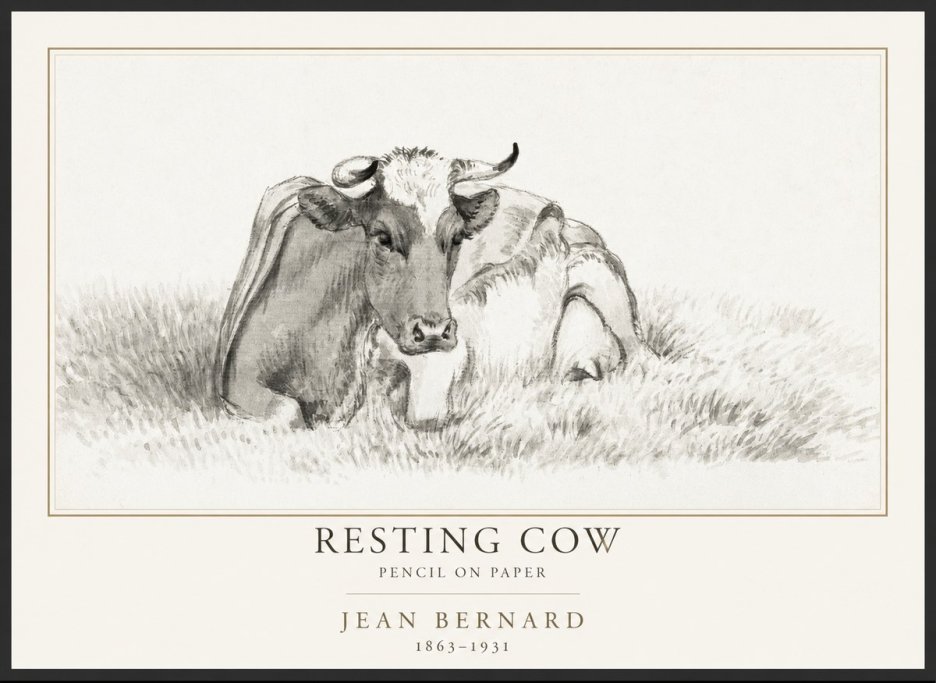 Jean Bernard Resting Cow IV No1 - Poster