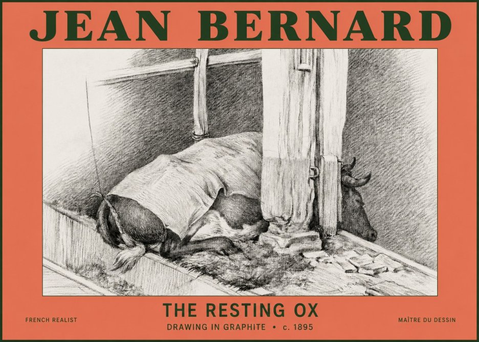 Jean Bernard The Resting Ox No2 - Poster