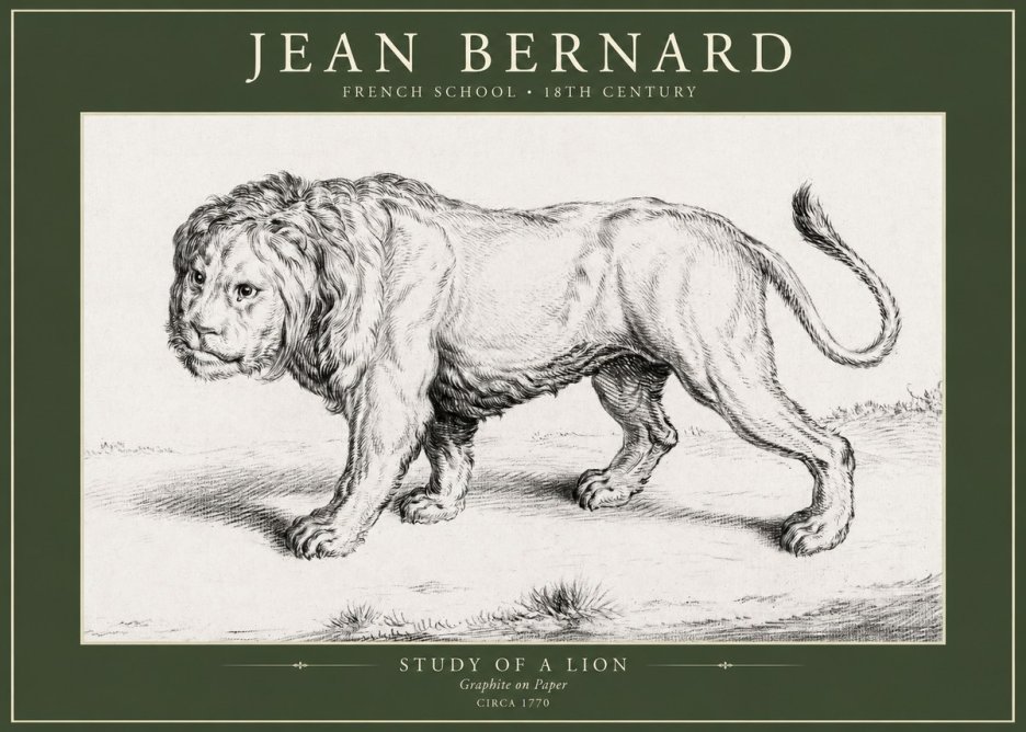 Jean Bernard Study of a Lion II No5 - Poster