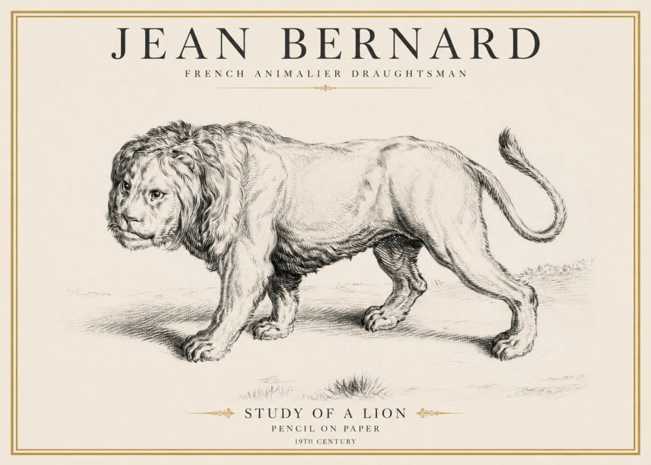 Jean Bernard Study of a Lion II No6 - Poster