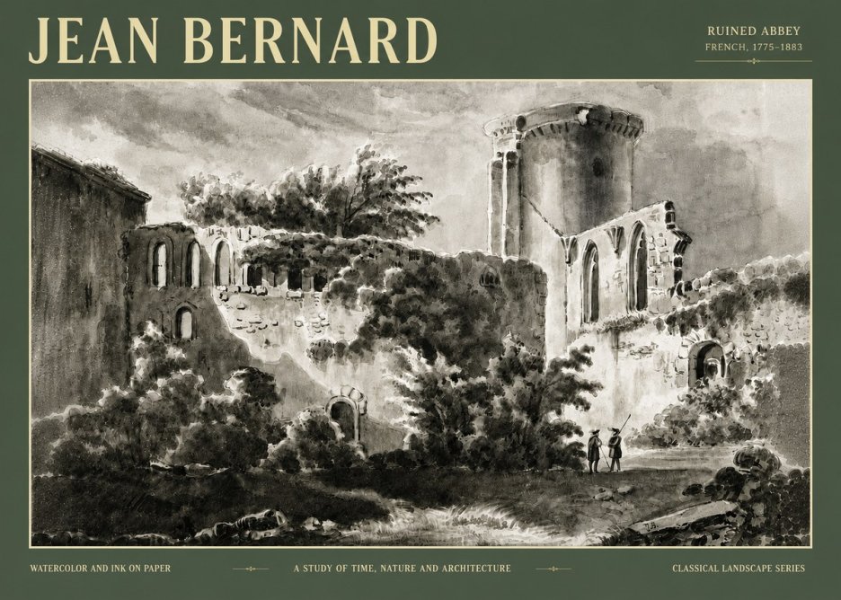 Jean Bernard Ruins of an Old Abbey No6 - Poster