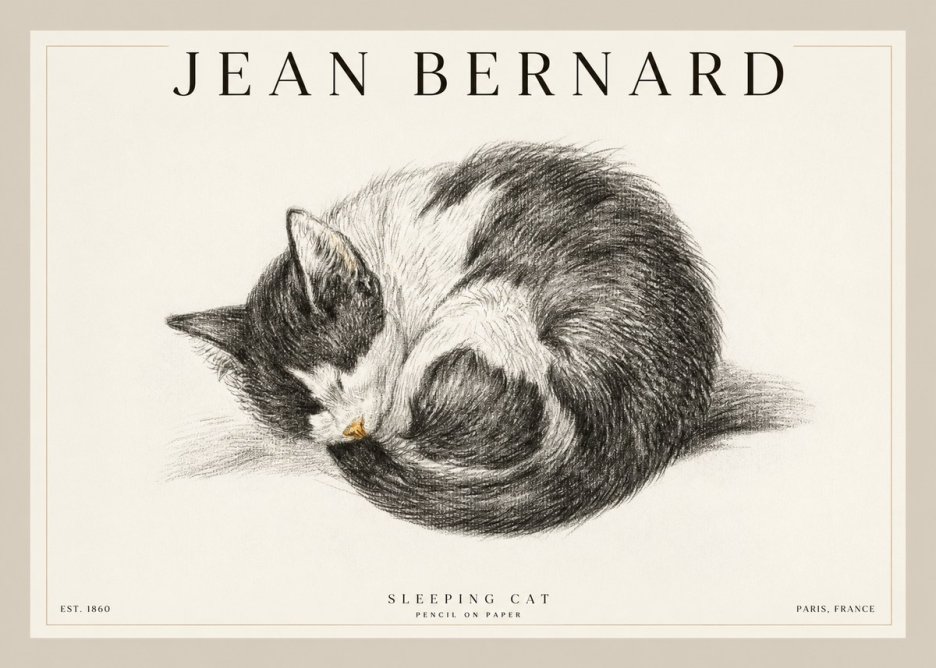 Jean Bernard Sleeping Cat VIII No2 - Poster