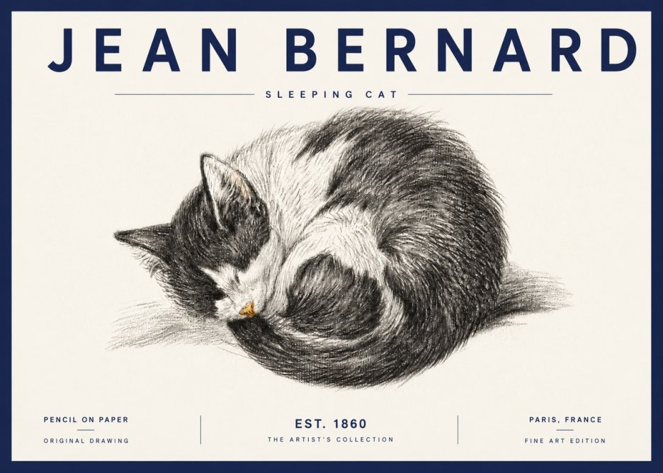 Jean Bernard Sleeping Cat VIII No6 - Poster