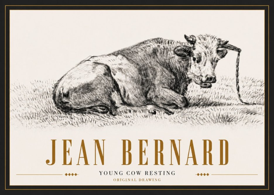 Jean Bernard Young Cow Resting No5 - Poster