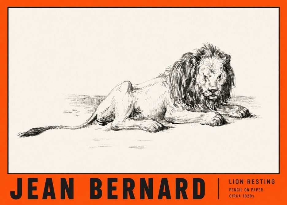 Jean Bernard Lion Resting No2 - Poster