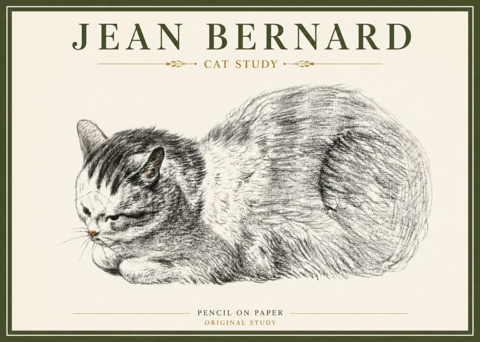 Jean Bernard Cat Study X No4 - Poster