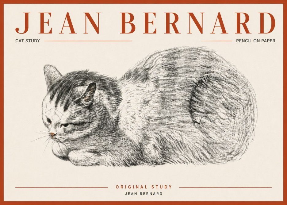 Jean Bernard Cat Study X No5 - Poster