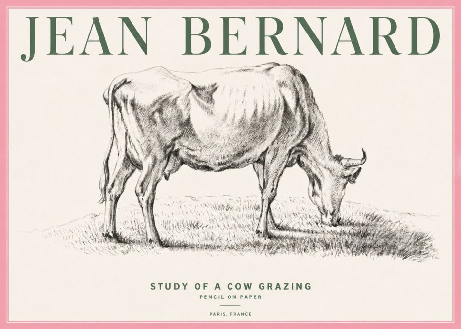 Jean Bernard Study of a Cow Grazing II No4 - Poster