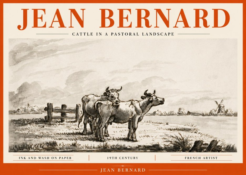 Jean Bernard Cattle in a Pastoral Landscape No6 - Poster