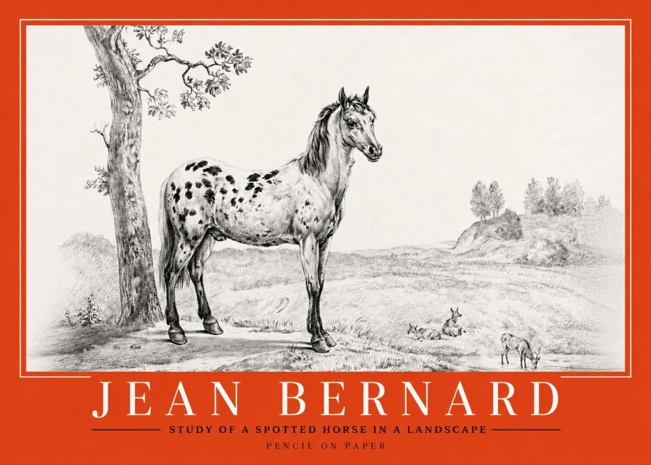 Jean Bernard Study of a Spotted Horse in a Landscape No2 - Poster