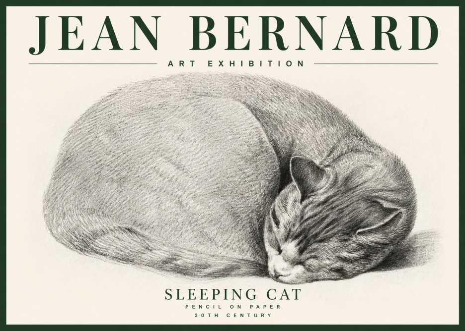 Jean Bernard Sleeping Cat IX No4 - Poster