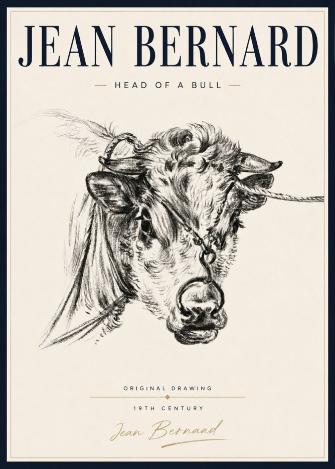 Jean Bernard Head of a Bull No5 - Poster