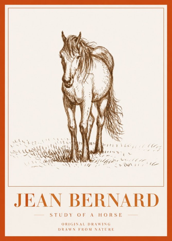 Jean Bernard Study of a Horse XV No5 - Poster