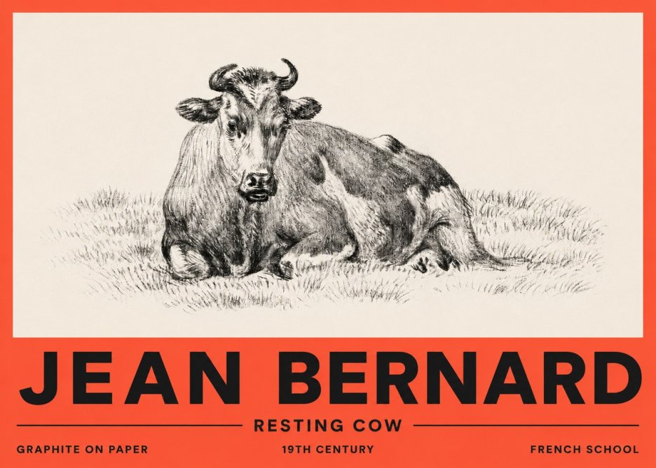 Jean Bernard Resting Cow V No2 - Poster