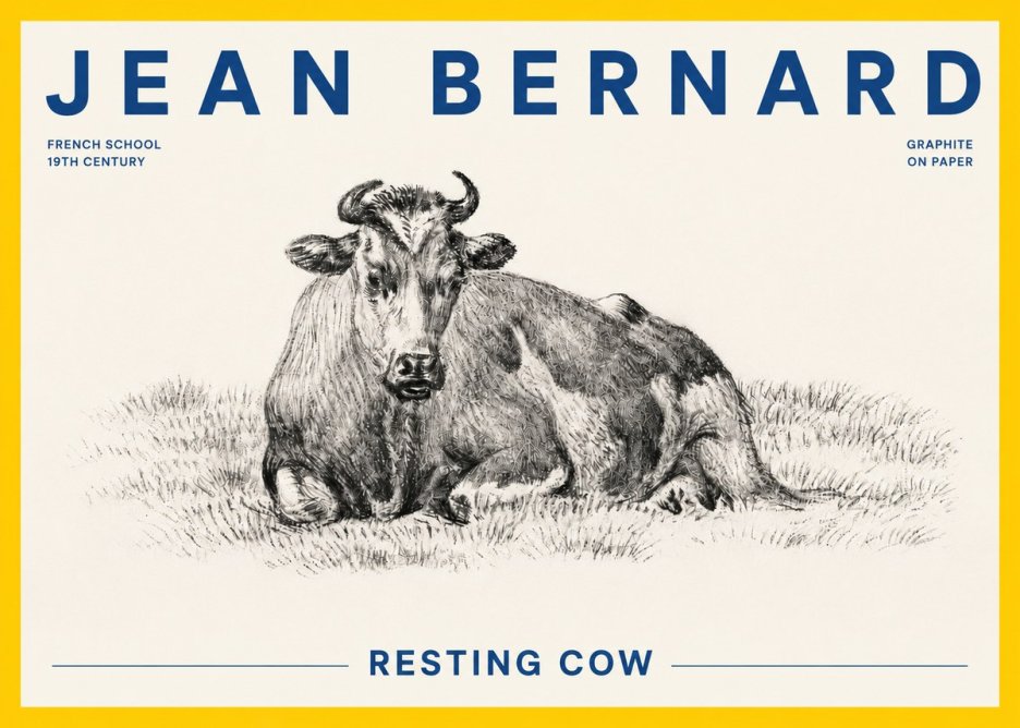 Jean Bernard Resting Cow V No4 - Poster
