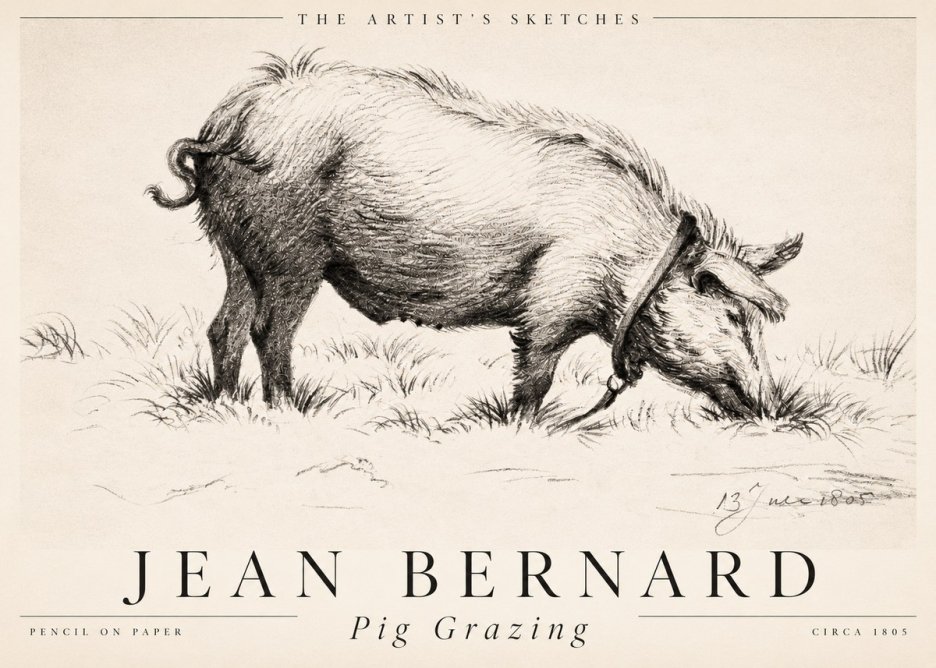 Jean Bernard Pig Grazing No2 - Poster