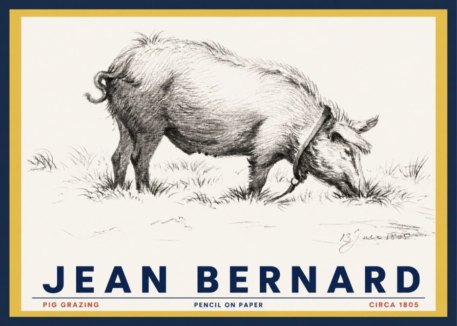 Jean Bernard Pig Grazing No3 - Poster