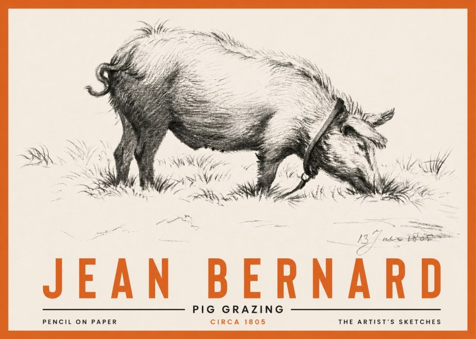 Jean Bernard Pig Grazing No4 - Poster