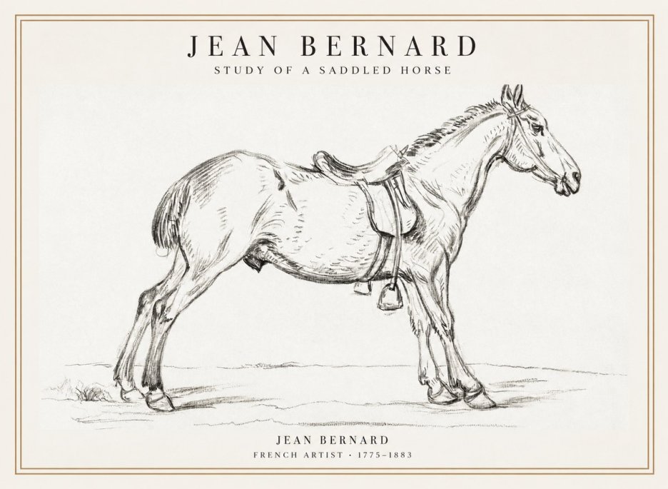 Jean Bernard Study of a Saddled Horse No1 - Poster