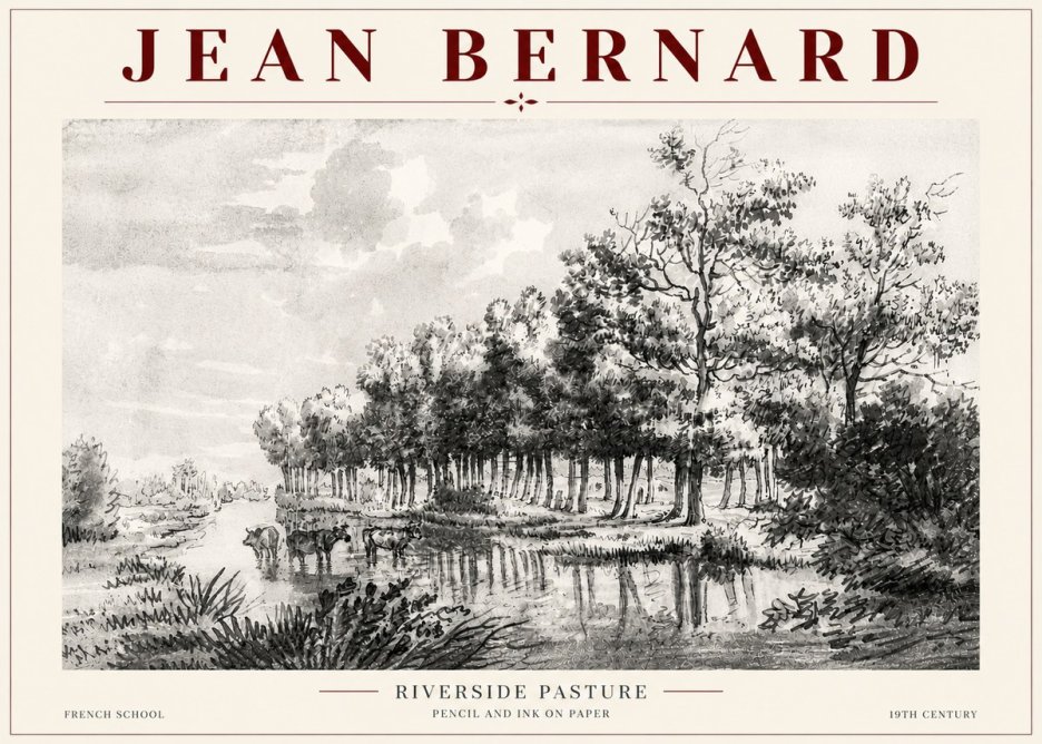 Jean Bernard Riverside Pasture No5 - Poster