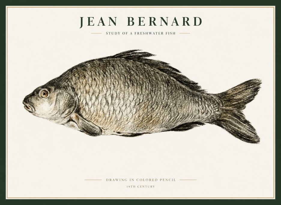 Jean Bernard Study of a Freshwater Fish No1 - Poster