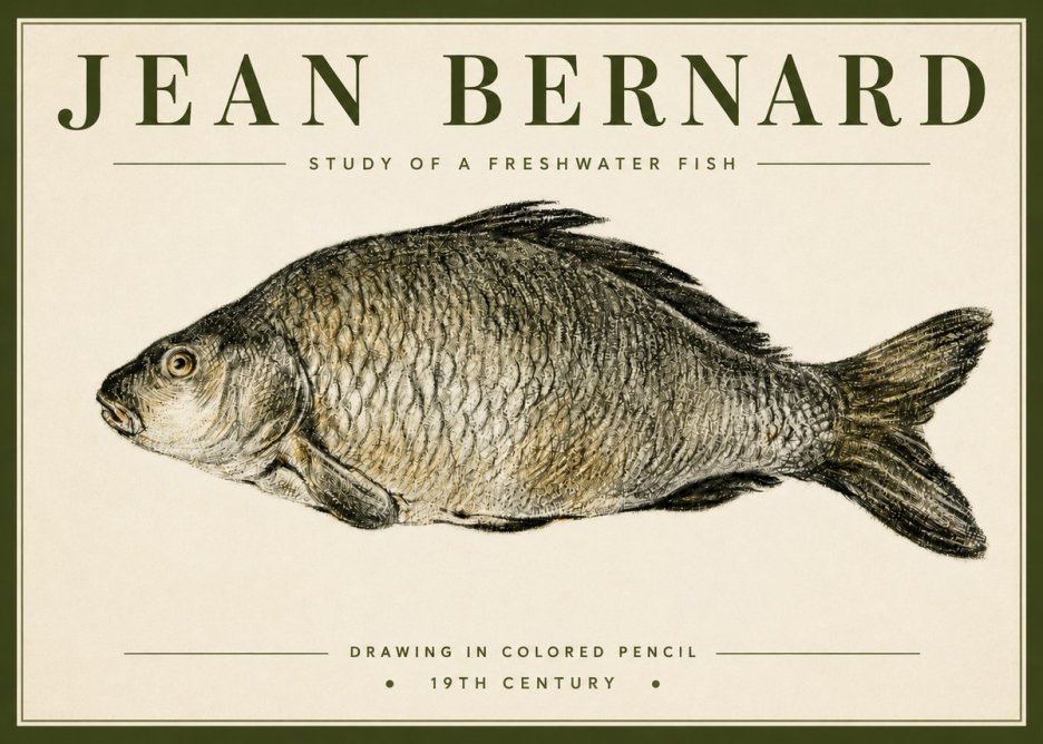 Jean Bernard Study of a Freshwater Fish No4 - Poster