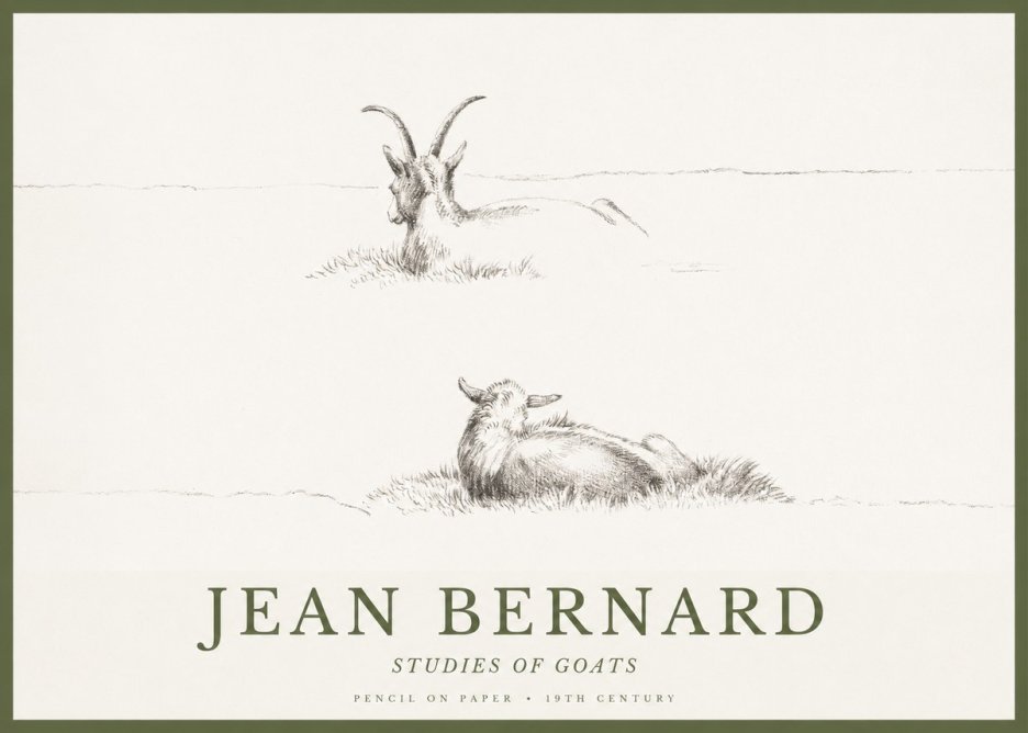 Jean Bernard Two Goats Resting No2 - Poster