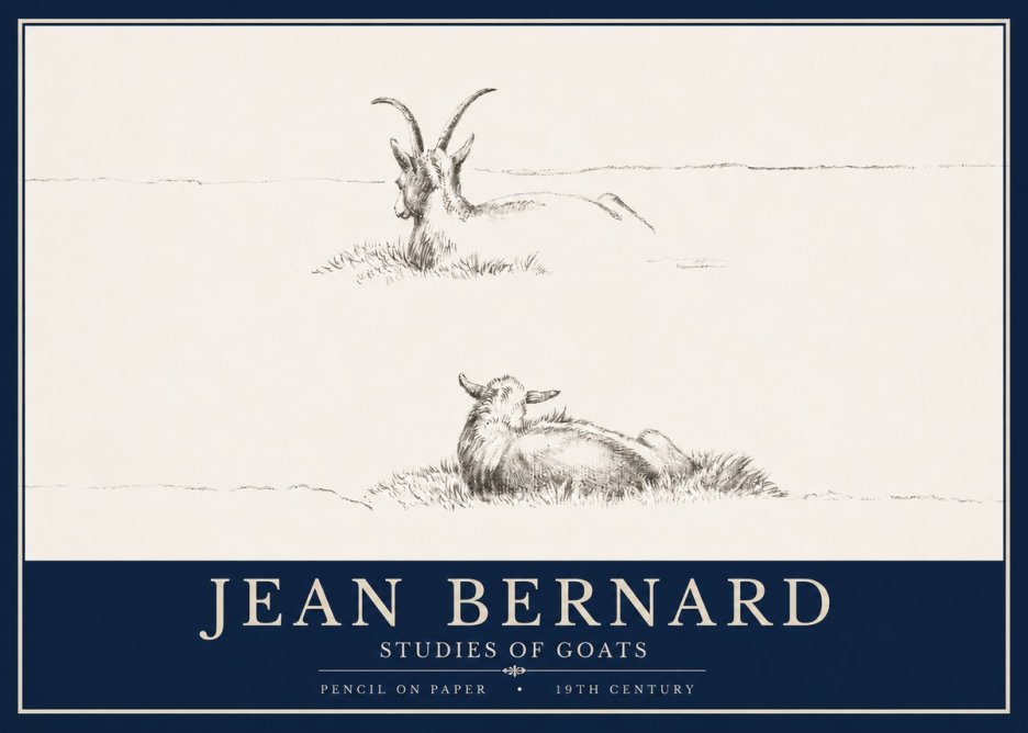 Jean Bernard Two Goats Resting No4 - Poster