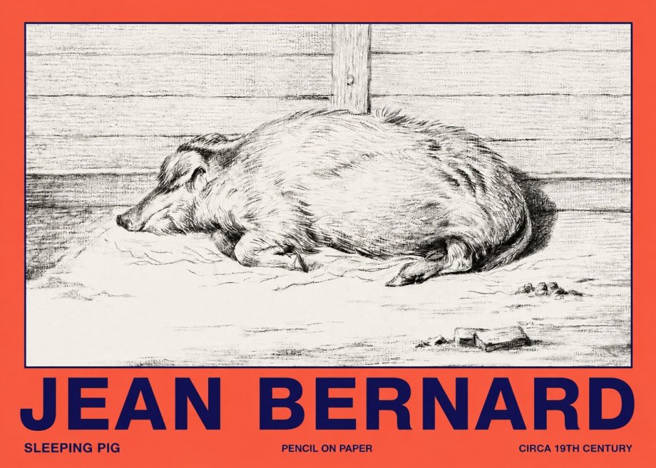 Jean Bernard Sleeping Pig I No2 - Poster
