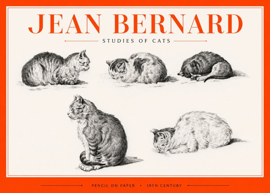Jean Bernard Studies of Cats No2 - Poster