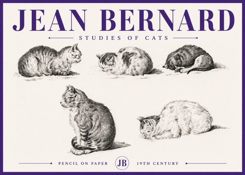 Jean Bernard Studies of Cats No5 - Poster